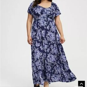 Torrid Navy and Lavender Floral Maxi Dress